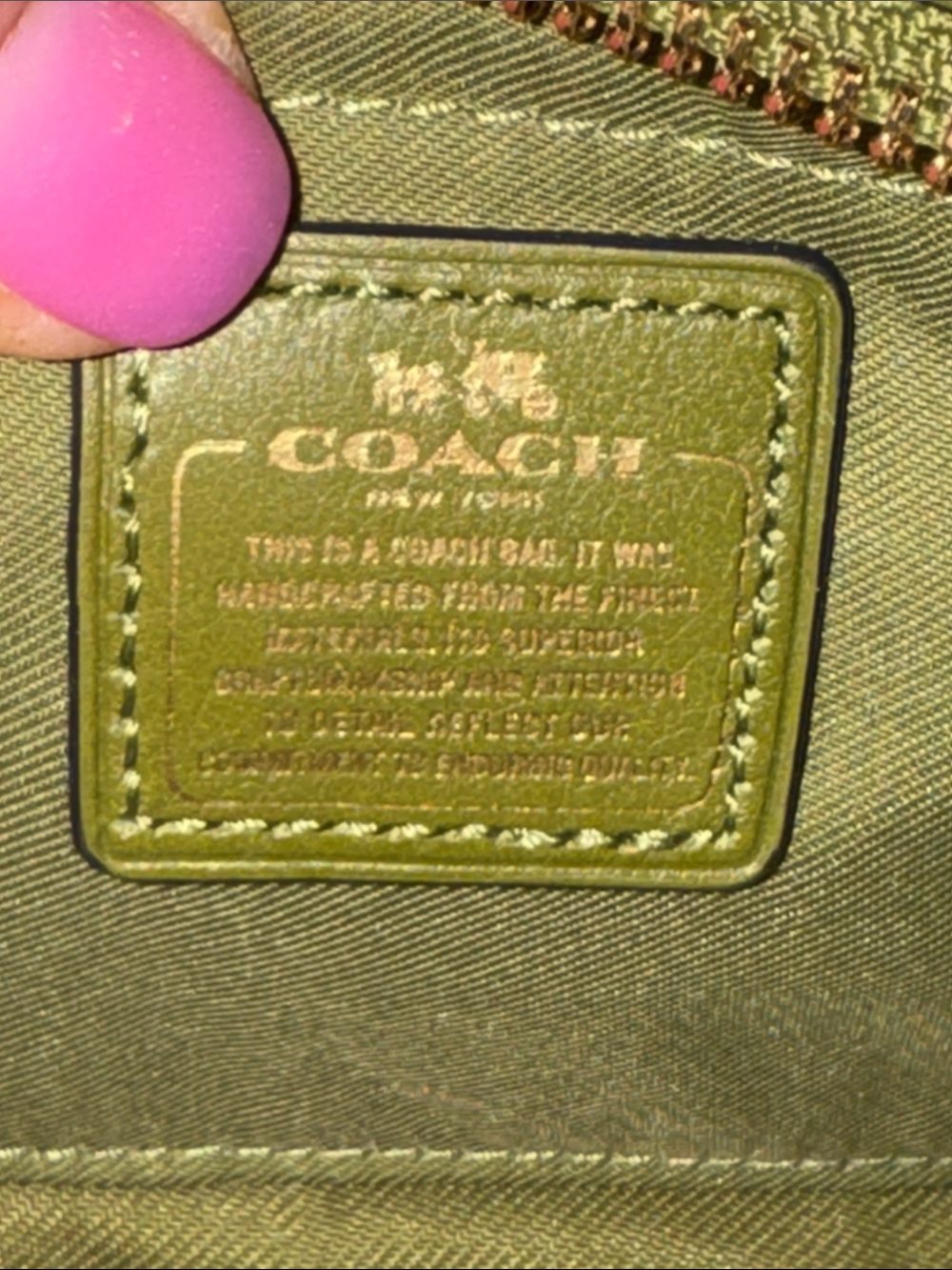 Coach Swagger Beige and Olive Green Leather Crossbody w/ tag & Floral Charm - Picture 6 of 10